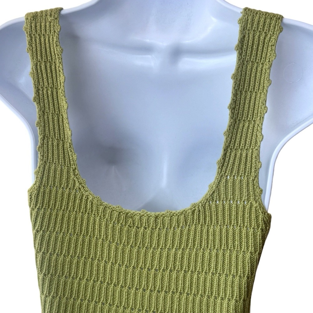Le Lis Green Crochet Scallop Hem Crop Tank Summer Festival Travel Feminine S - Picture 6 of 11